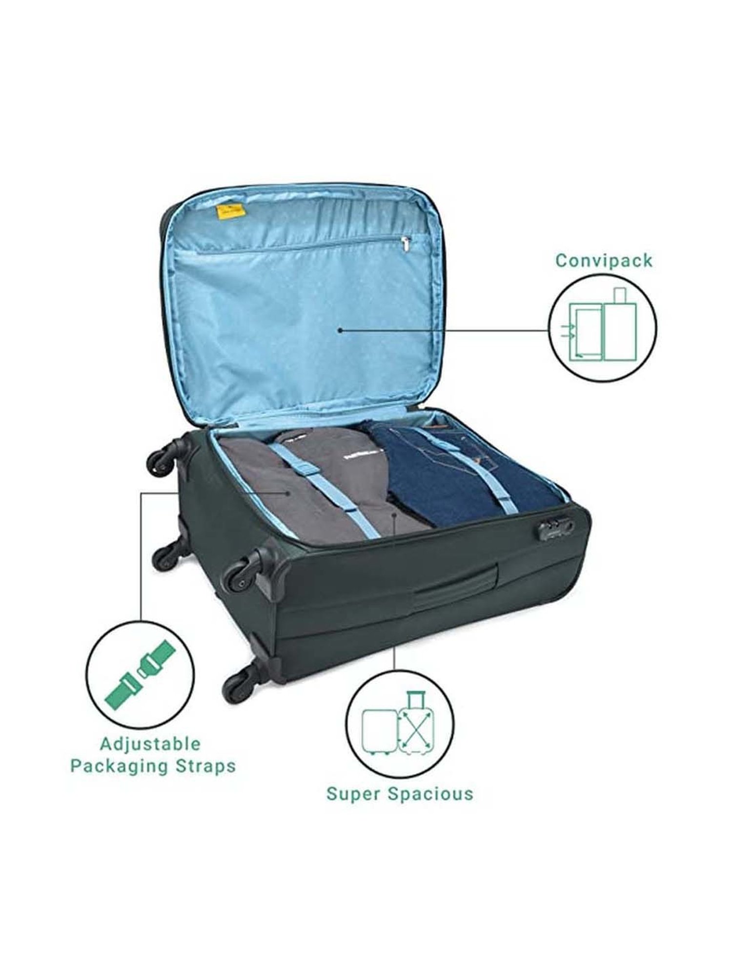 Aristocrat Commander Forest Green Solid Soft Medium Trolley Bag - 31 cm