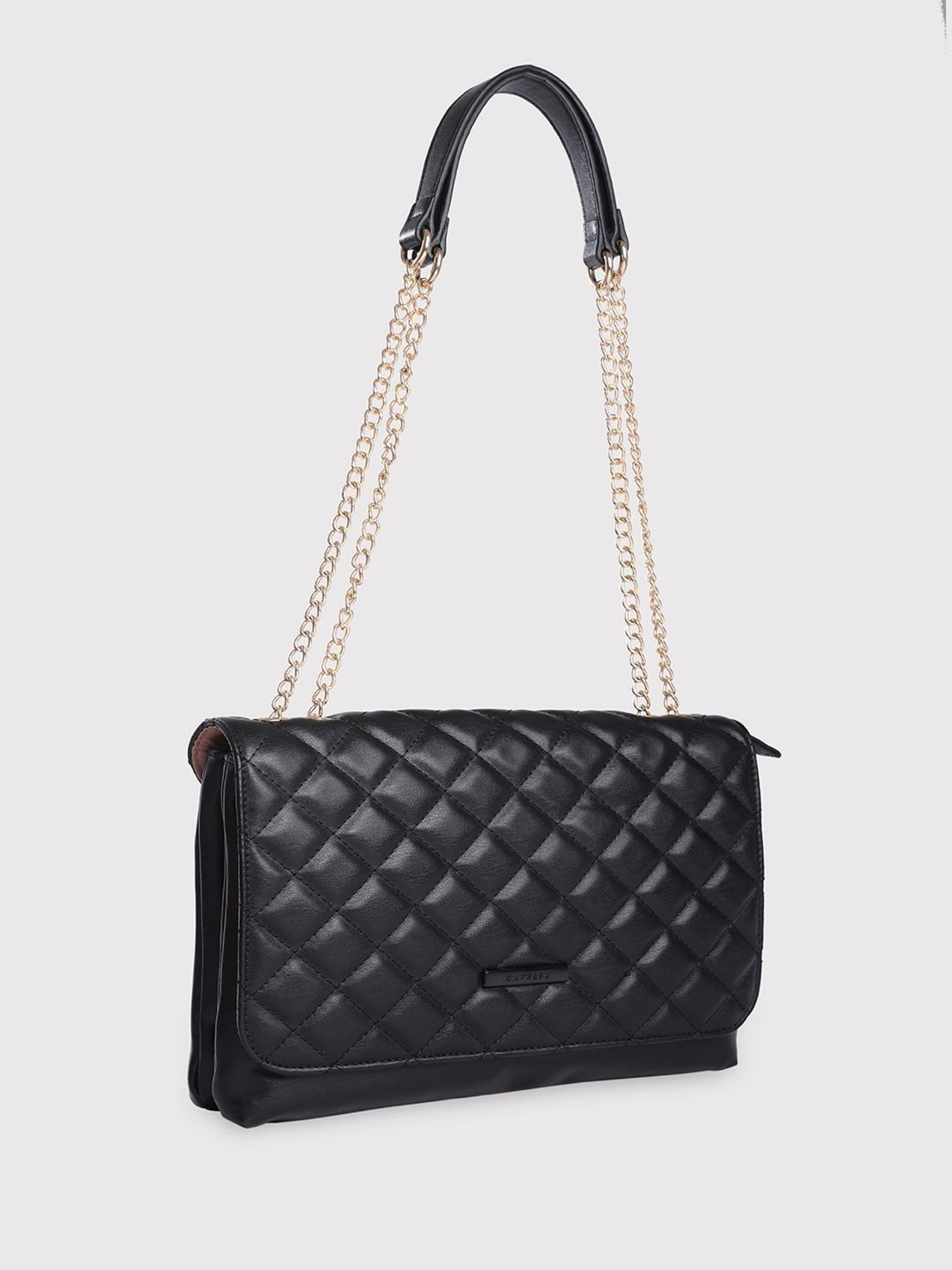 Caprese Black Quilted Medium Sling Handbag