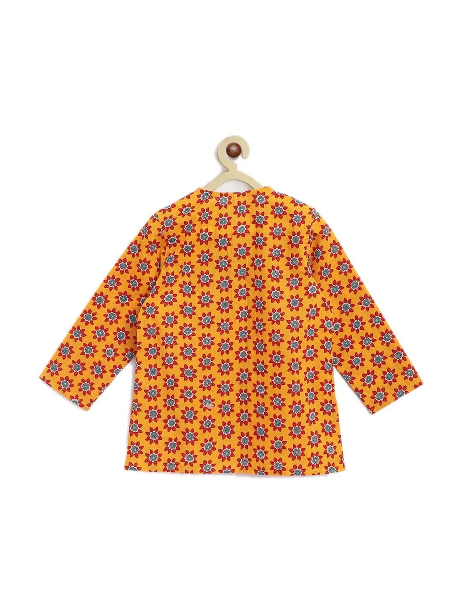 Campana Kids Yellow & Red Cotton Printed Kurta Set