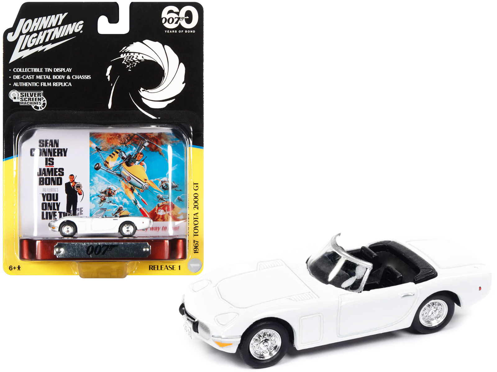 1967 Toyota 2000GT Convertible White (James Bond 007) "You Only Live Twice" (1967) Movie "Pop Culture" Series 1/64 Diecast Model Car by Johnny Lightning