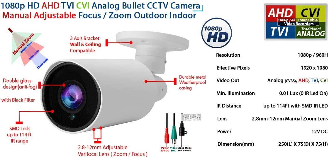 Evertech 32 Channel high Definition Video Recorder 4TB HDD 16 Camera Security System with Metal housing Indoor Outdoor 1080p Bullet Cameras with Night Vision, Smartphone PC Remote Monitoring