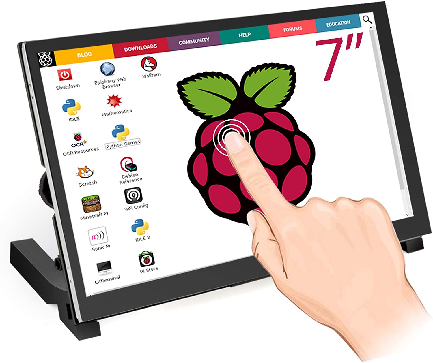Raspberry Pi Monitor 7 Inch Touchscreen Capacitive IPS Display 1024x600 USB Powered HDMI Monitor with Speaker & Stand for Raspberry Pi 4 3 2Win PC