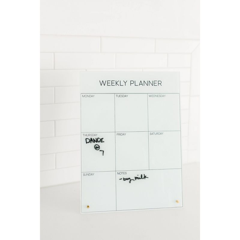 12" x 16" Weekly Planner Glass Desktop Magnet Wall Art Board Gold - Petal Lane