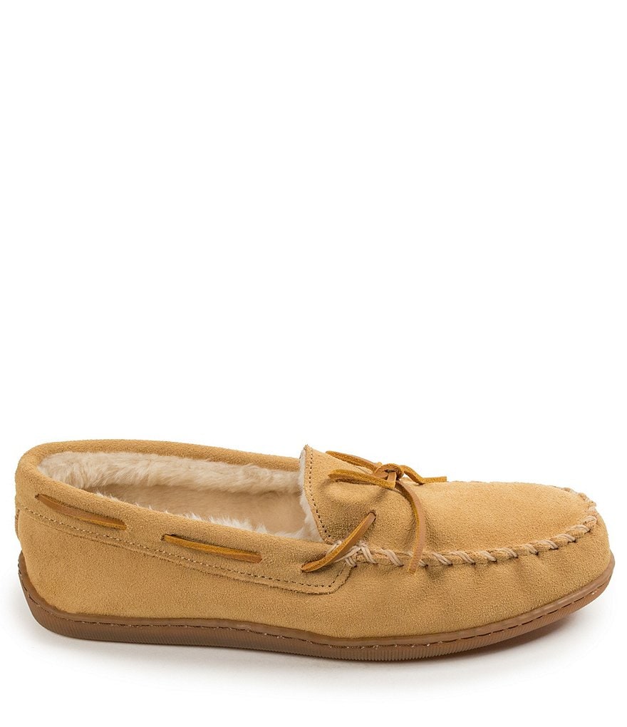 Minnetonka Men's Suede Pile Lined Hardsole Slipper