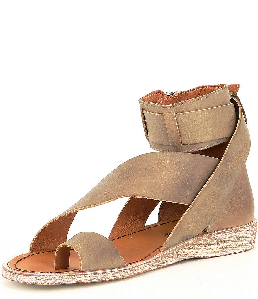 Free People Vale Leather Asymmetrical Toe Loop Ankle Strap Sandals