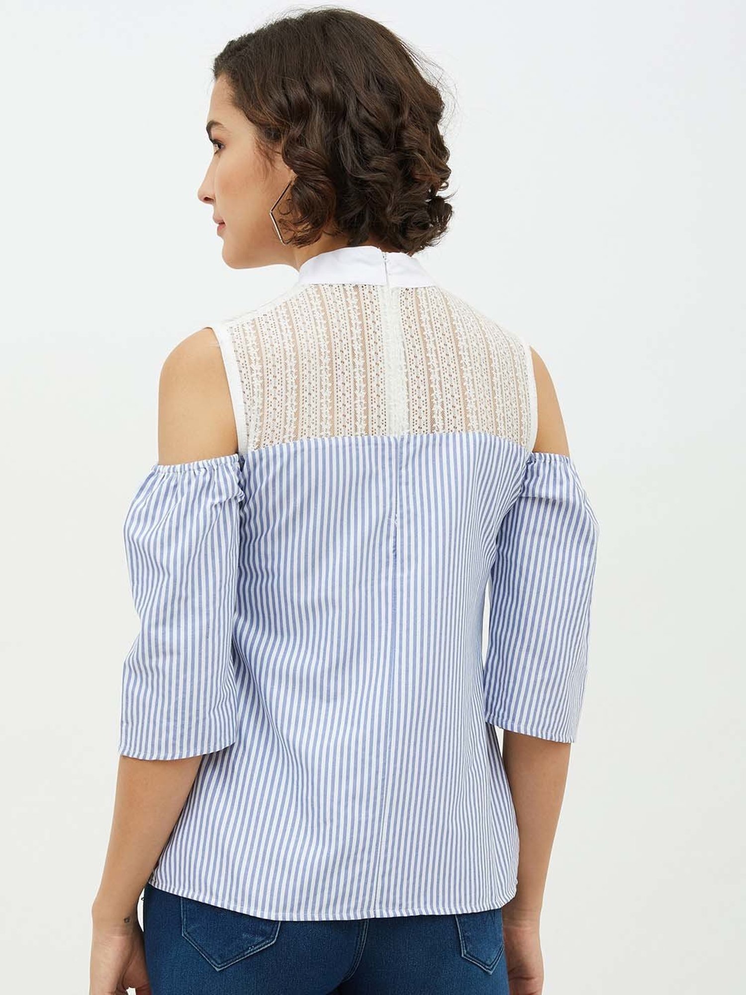 StyleStone Blue Striped A-Line Top