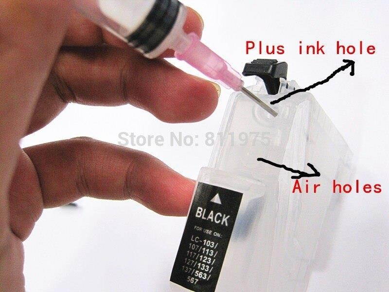 4 ink LC123 refillable Ink cartridge for Brother DCP-J552DW/DCP-J752DW/DCP-J132W/DCP-J152W printers with permanent chip