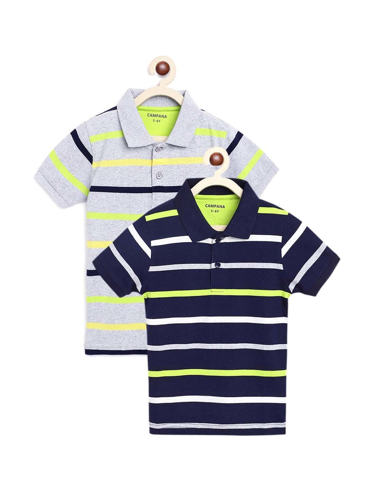 Campana Kids Multicolor Cotton Striped Polo T- Shirt