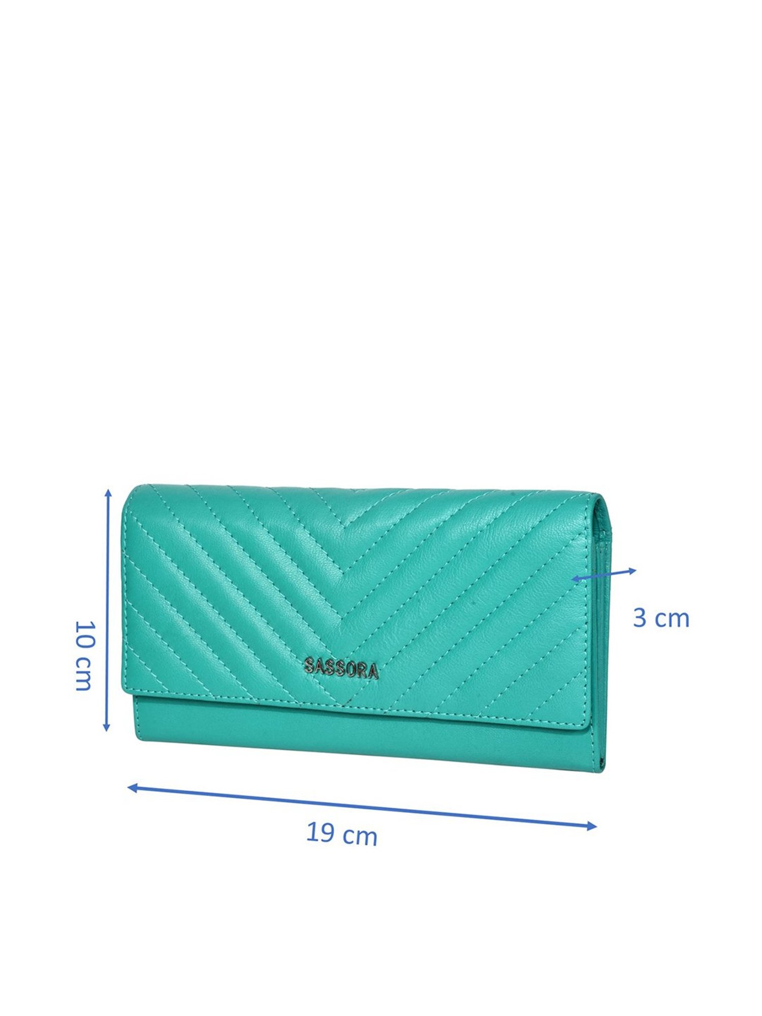 SASSORA Blue Quilted Rfid Wallet for Women