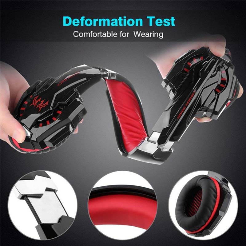 Hannord 3.5mm Stereo Gaming Headset Noise Cancelling Gaming Headphone with Led Light In-line Control Microphone for PC Computer Game (Red)