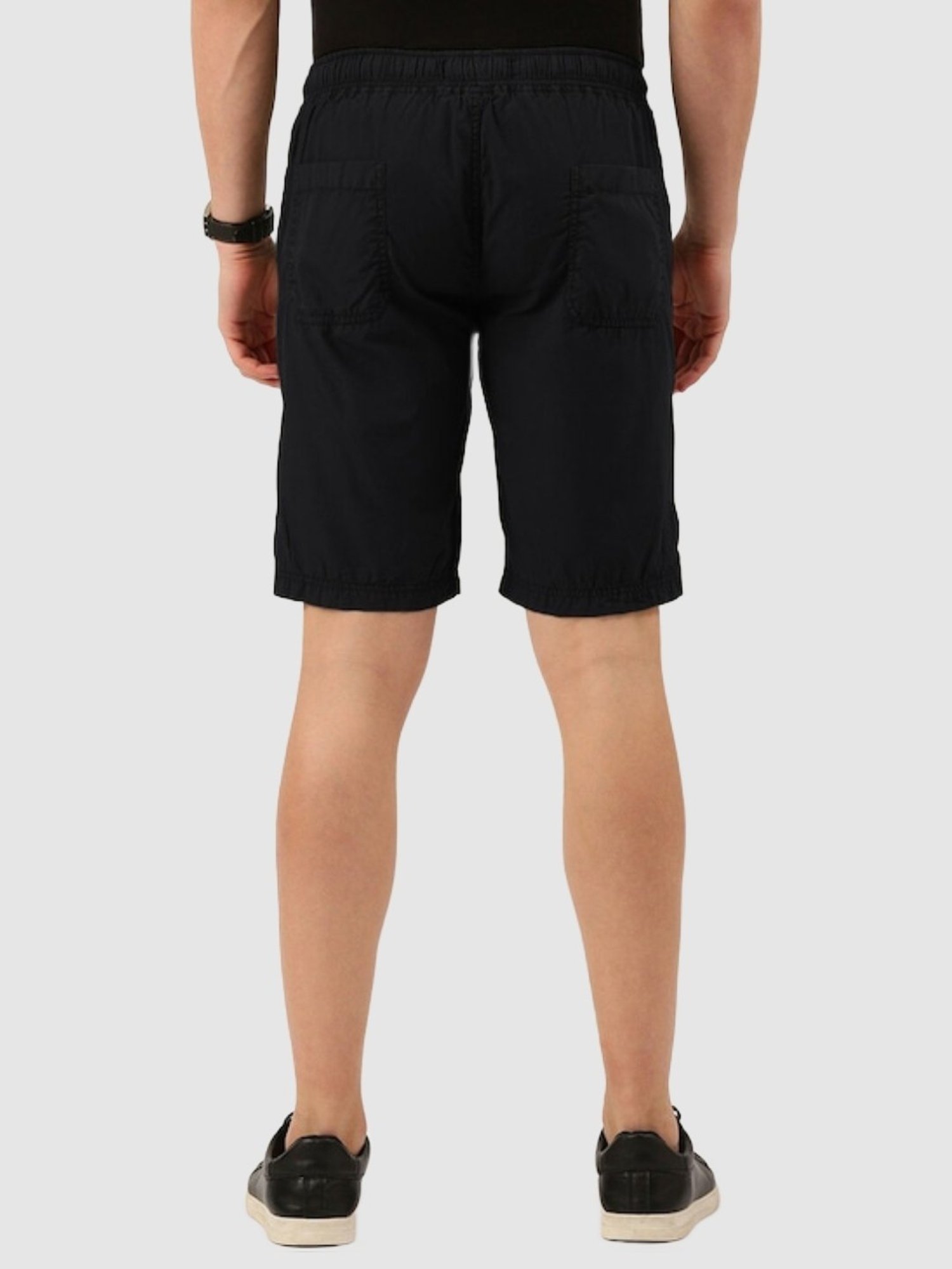 IVOC Black Cotton Slim Fit Shorts