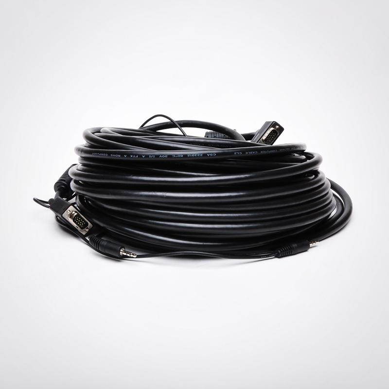 FireFold VGA-3.5MM-100MM-BLK SVGA Cable with 3.5mm Audio - Double Shielded - 100ft - projectors, flat-screen monitors, KVM switches with audio, speakers or a microphone