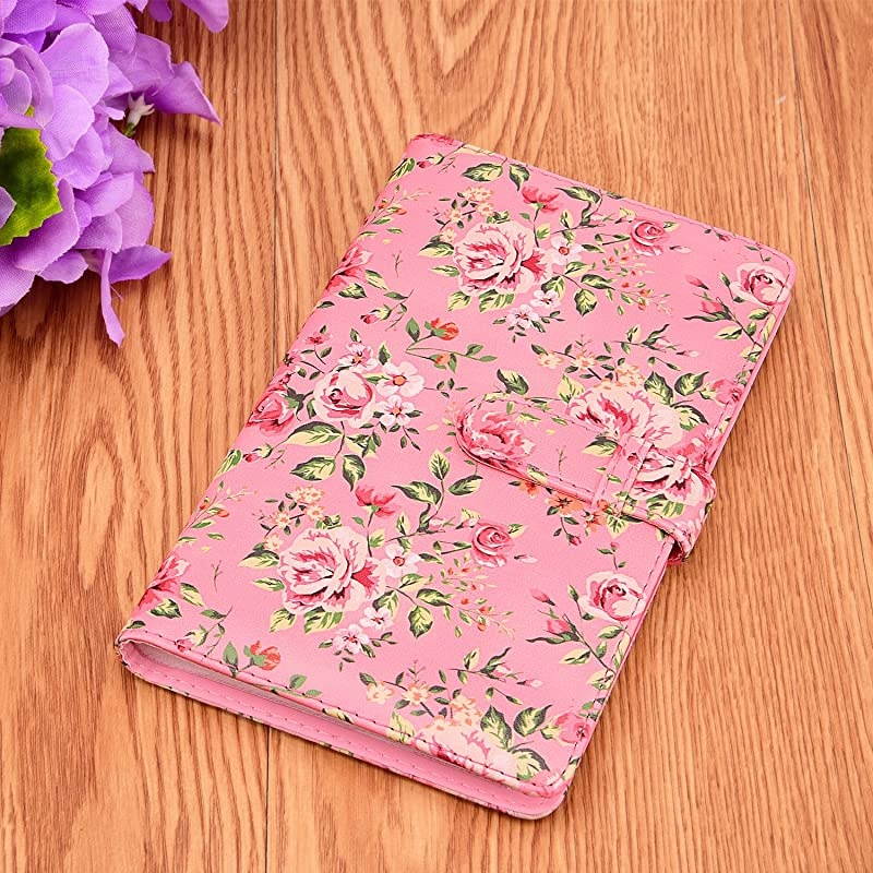 Wallet PU Leather Photo Album Compatible with Fujifilm Instax Mini 11 9 8 90 8+ 26 7s Instant Camera Film, Polaroid Snap Zip Z2300 PIC-300 Film (Pink Floral)