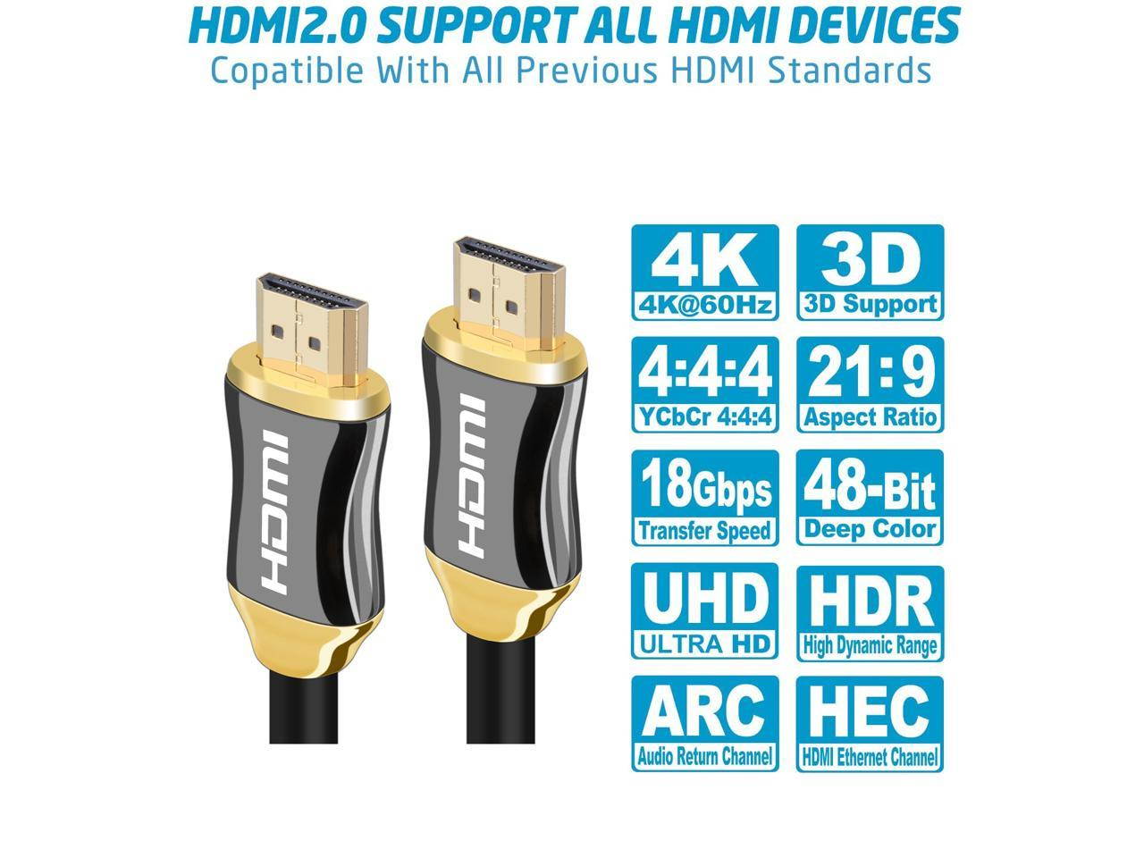 SA Ultra High Speed hdmi cable 6ft 4k HDMI cables support Ethernet ,3D,4K,18gbps and Audio Return (ARC)CL3 function and with 24k golden plated connector - Full Hd [Latest Version] - OEM