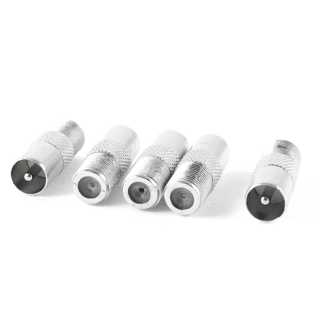 F-Type Female Jack to TV Male Plug Coax Coaxial RF Connector Adapter 5 Pcs