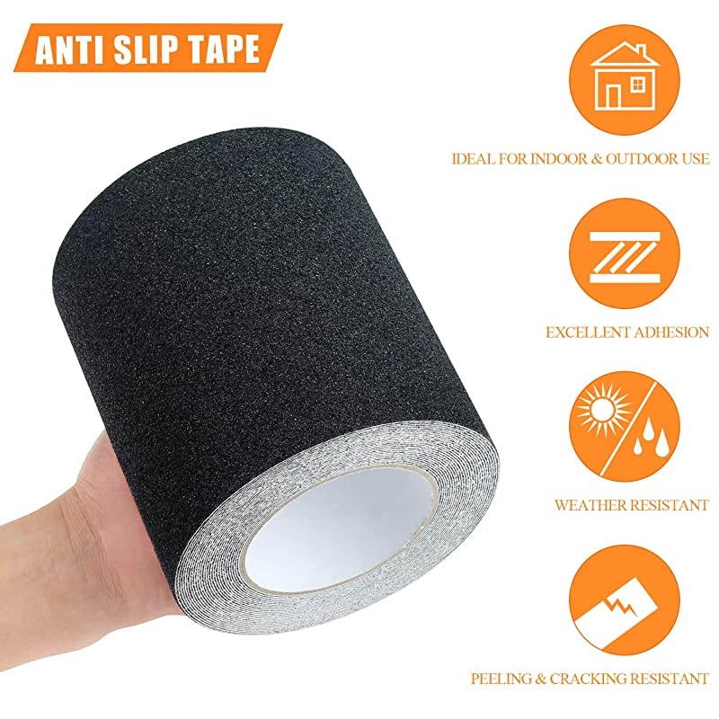 6quot &times; 30 Feet Anti Slip Traction Tape High Traction Friction Abrasive Adhesive Stairs Step Grip Tape Grit Non Slip Outdoor Non Skid Treads Black