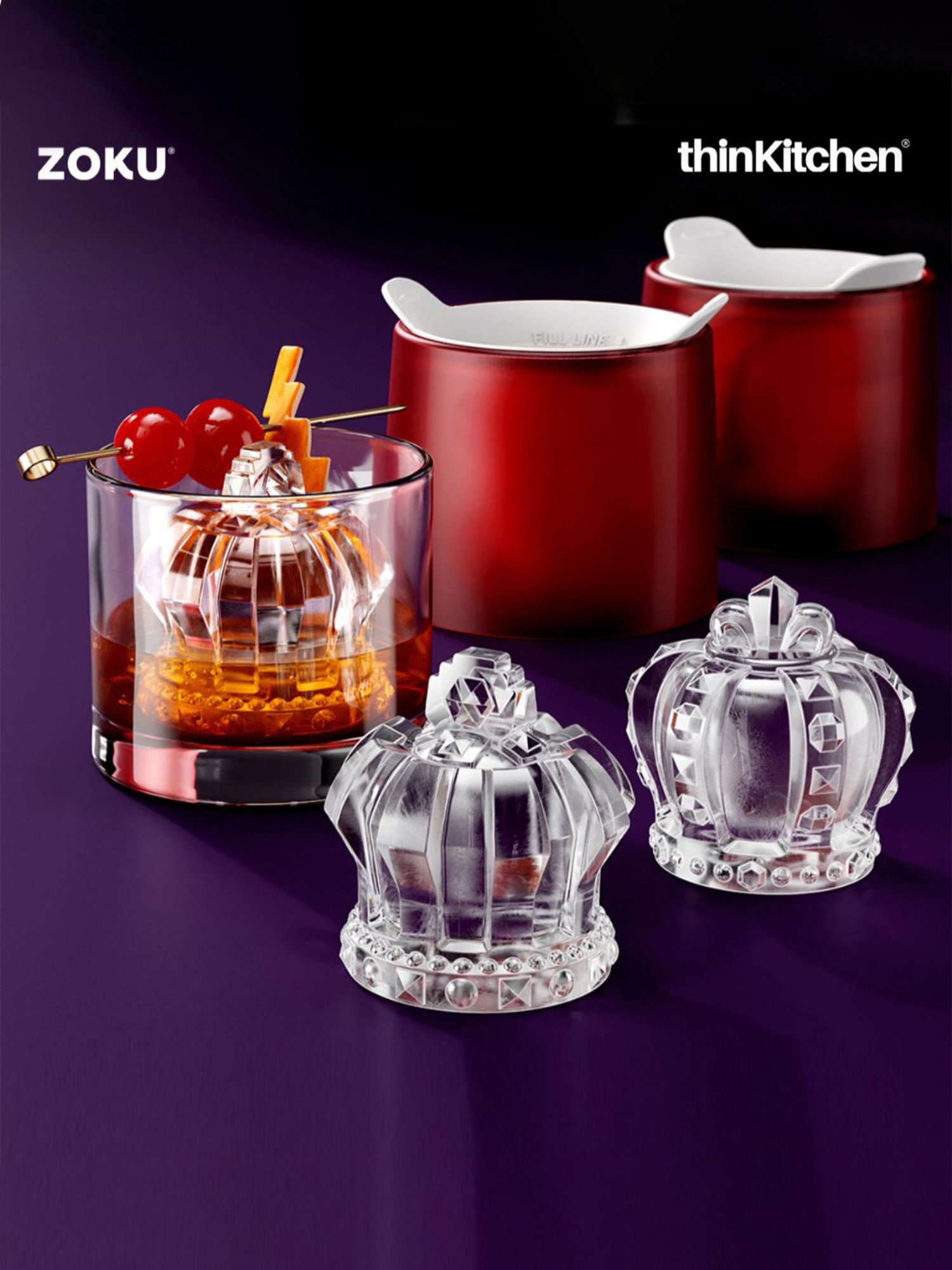 ZOKU Red Silicone Crown Ice Ball Molds