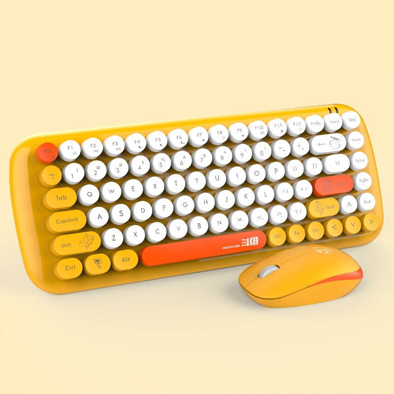 theone DKS2000 Wireless keyboard and mouse set 2.4g punk round keycap office keyboard Yellow