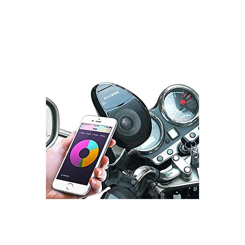 12V Motorcycle Bluetooth MP3 FM Audio Radio Sound System Stereo Super BASS Speakers with Inbuilt Amplifier Waterproof Color Black+Red