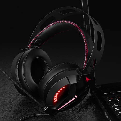 COMBATWING Lightning II Gaming Headset with Noise-Cancelling Mic&7.1 Surround Sound, Advanced Lightweight Headphones with Memory Earmuffs, LED Light, Mic/Volume Control for PS4, Xbox One, PC, Switch