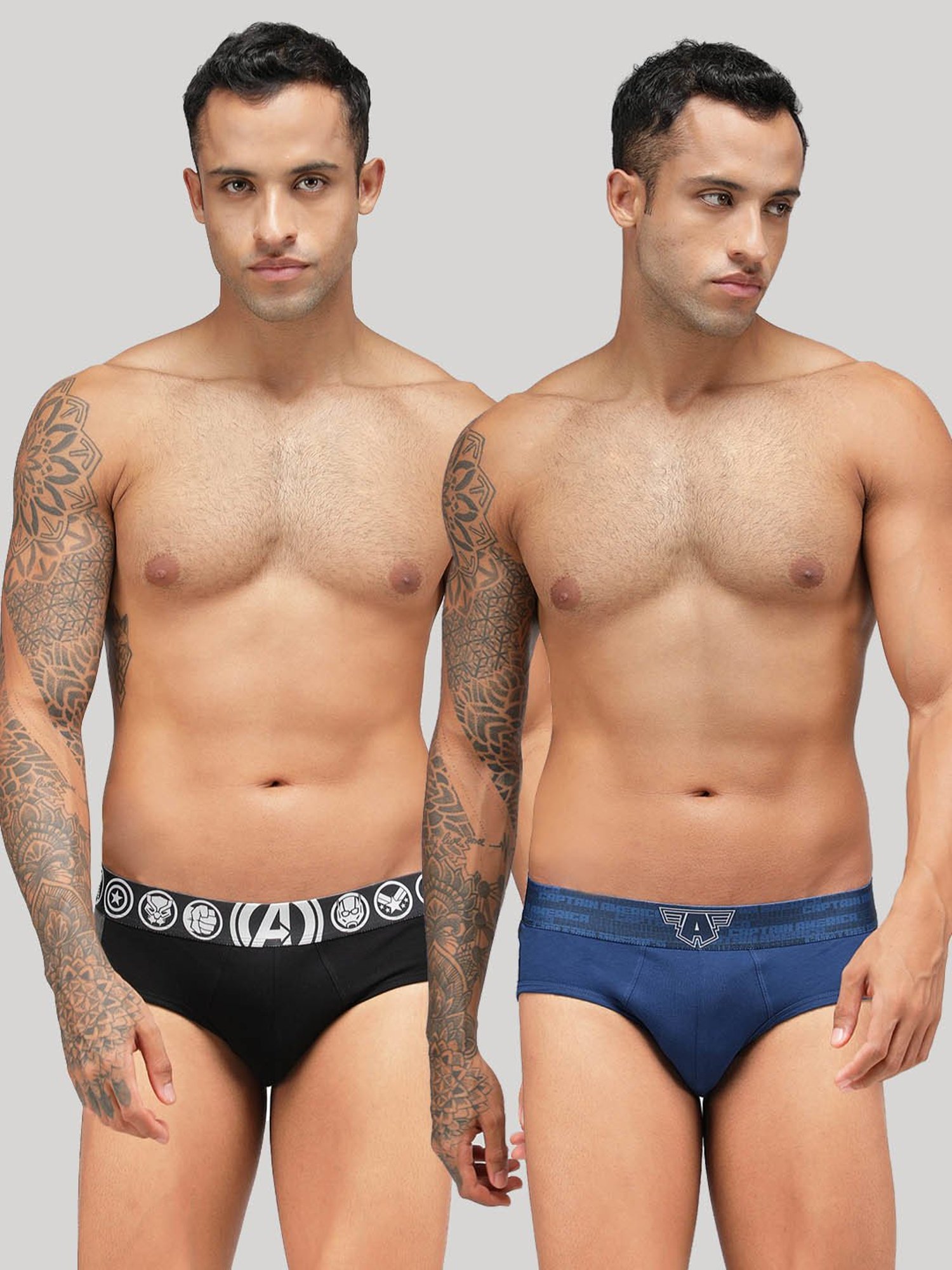 Zoiro Black Jaspe & Navy Jaspe Regular Fit Briefs - Pack Of 2