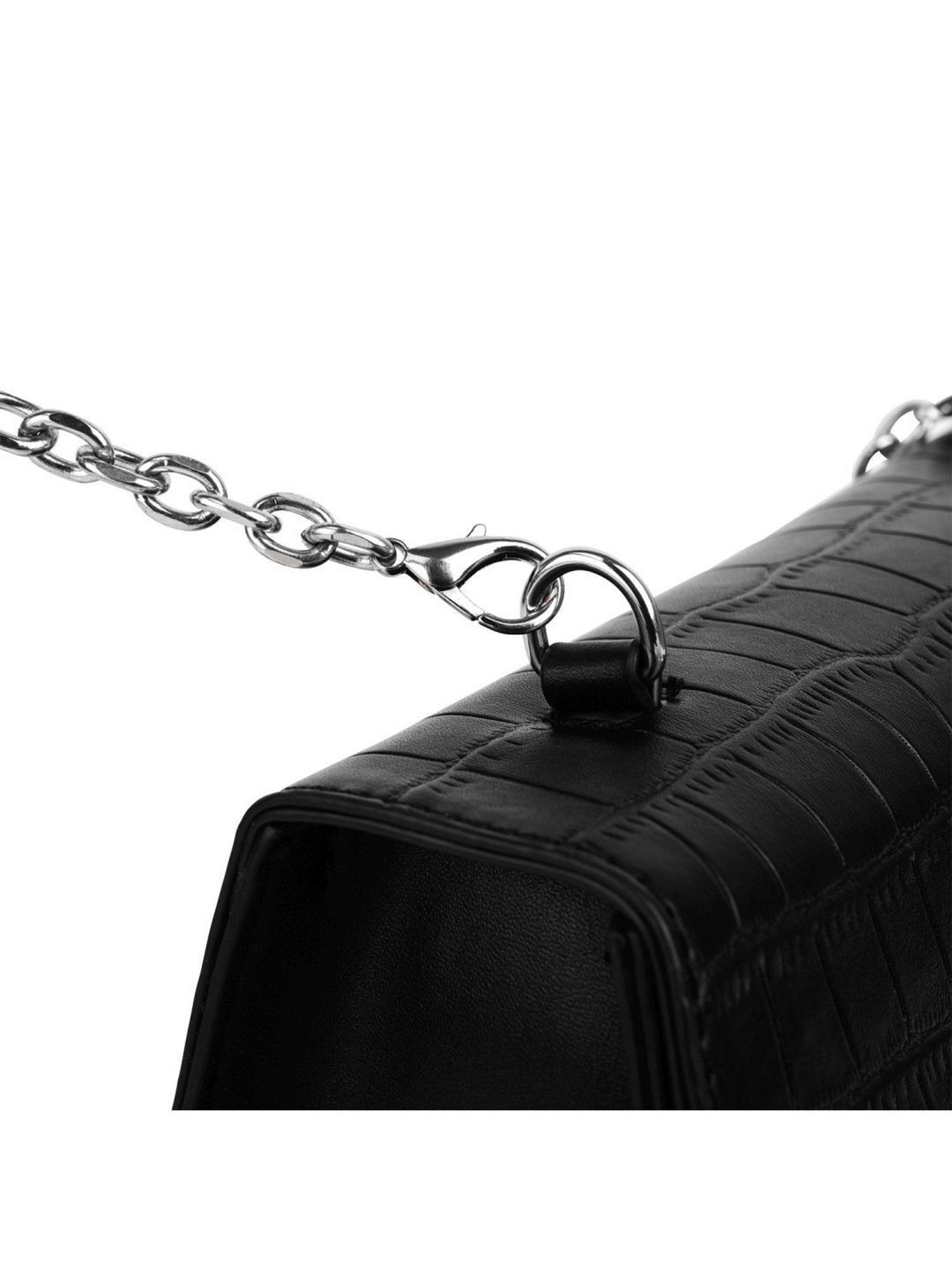 Angeline Black Textured Medium Satchel Handbag