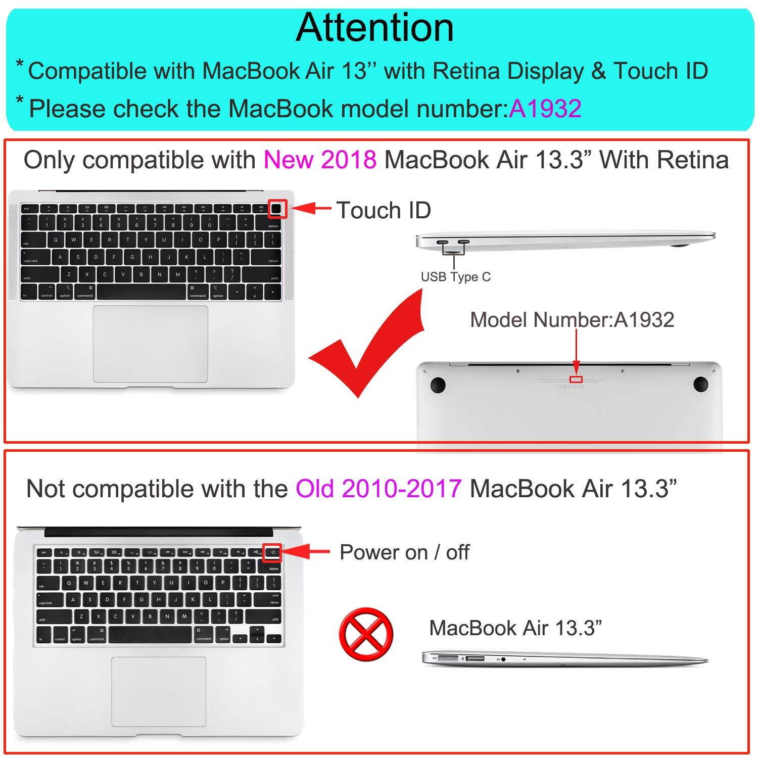 MOSISO Keyboard Cover Compatible Newest MacBook Air 13 Inch 2018 Release A1932 with Retina Display & Touch ID, Waterproof Dust-Proof Protective Silicone Skin, Colorful Clouds