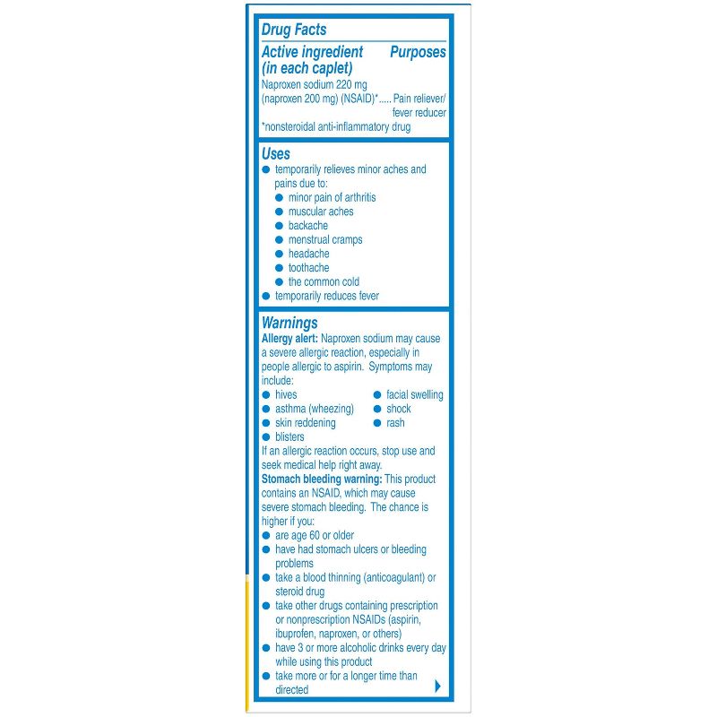 Aleve Acetaminophen Naproxen Caplets (NSAID) - 200ct