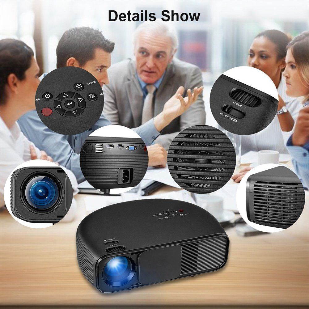 2018 HD 1080P LED 3D 6400LUMEN Video Projector Home Theater Cinema
