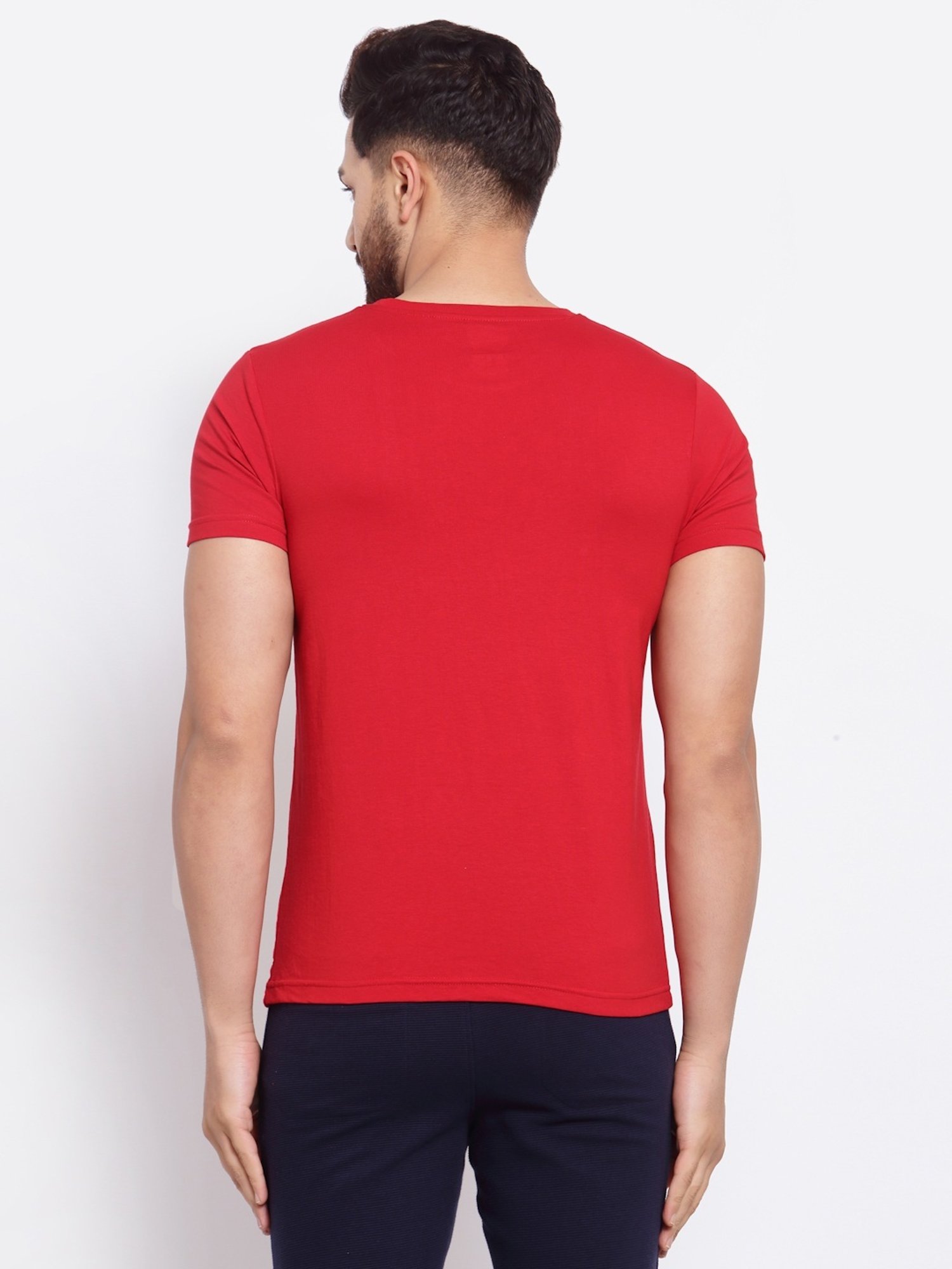 Sporto Red Regular Fit Printed Sports T-Shirt