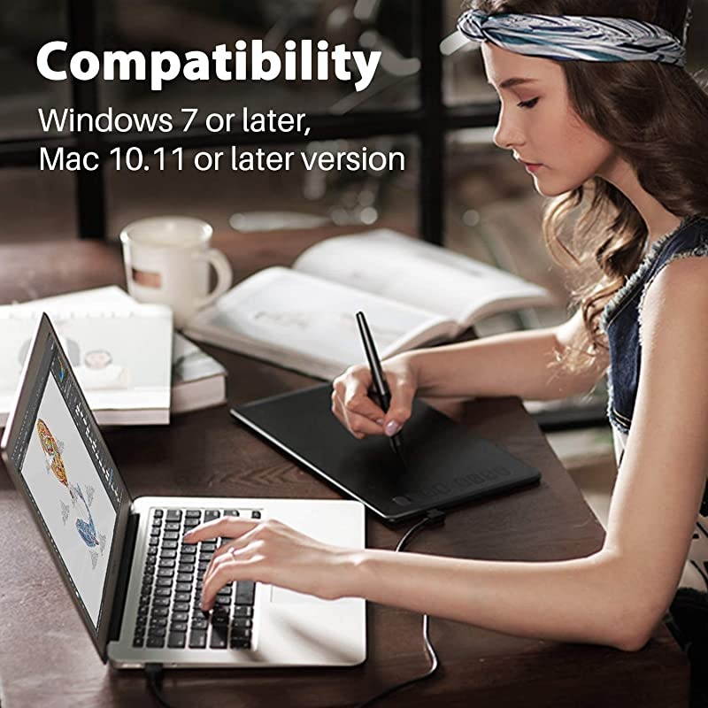 Inspiroy H950P Graphics Drawing Tablet with Tilt Response Battery-Free Stylus and 8192 Pen Pressure