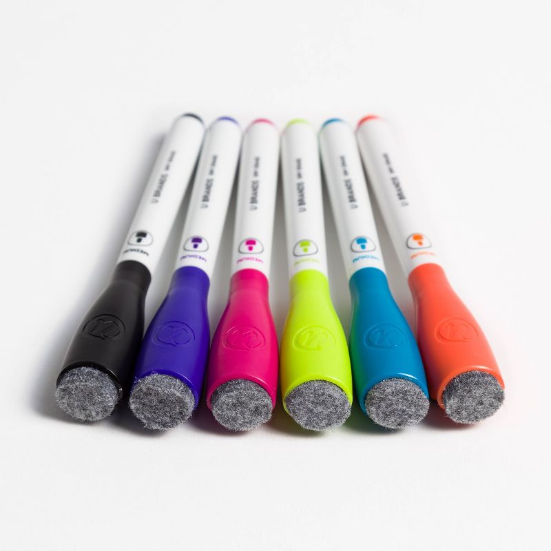 U Brands 6ct Magnetic Dry Erase Markers with Eraser Cap