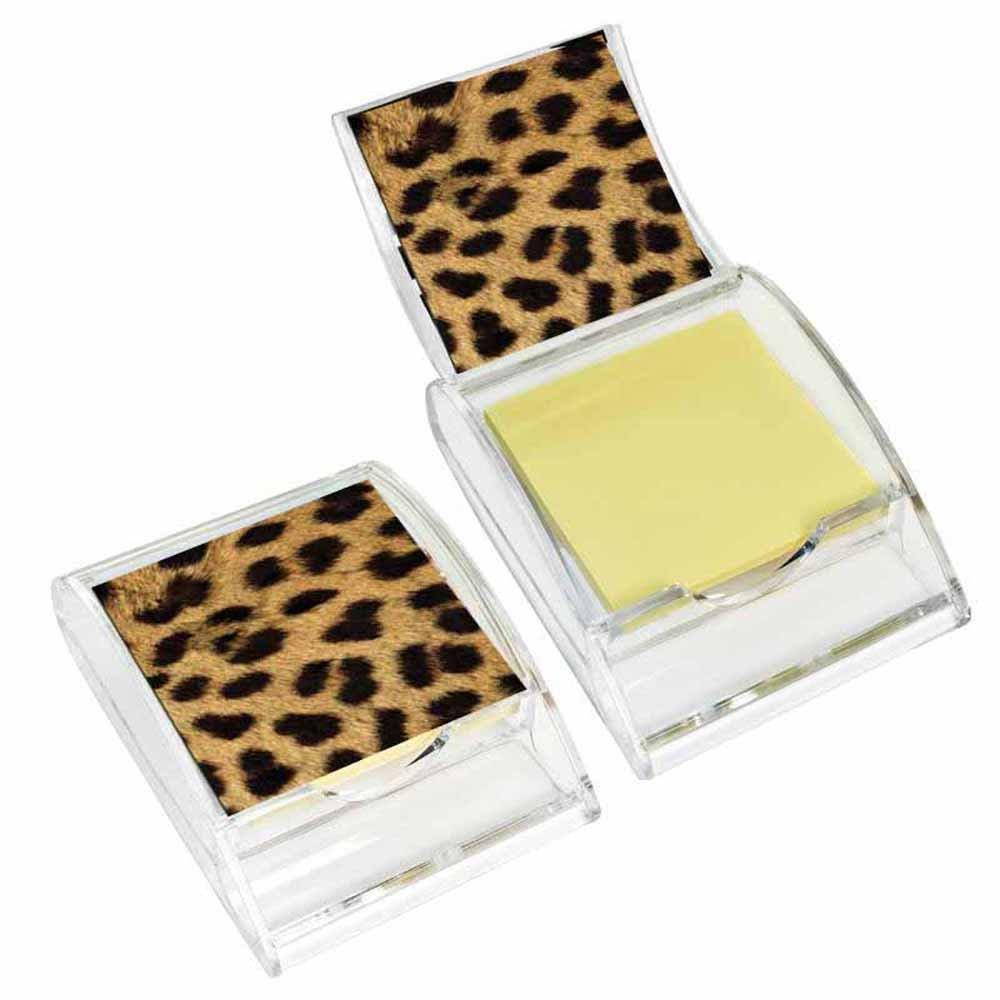 Cheetah Print Sticky Note Holder - Wildlife Animal Theme Design - Stationery Gift - Office Business School Supplies - Memo Paper