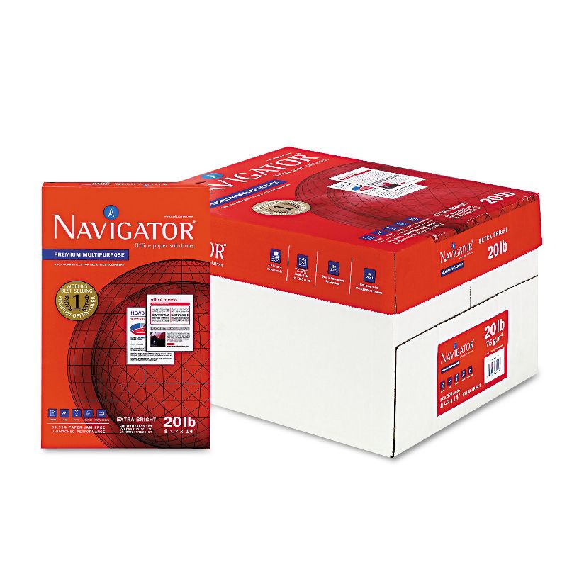 Navigator Premium Multipurpose Paper 97 Brightness 20lb 8-1/2x14 White 5000/Carton NMP1420