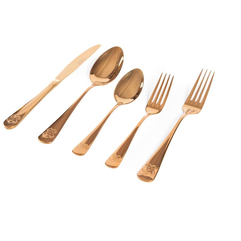 Robe Factory LLC Harry Potter Hogwarts Rose Gold Flatware Set | 5-Piece Harry Potter Cutlery Set