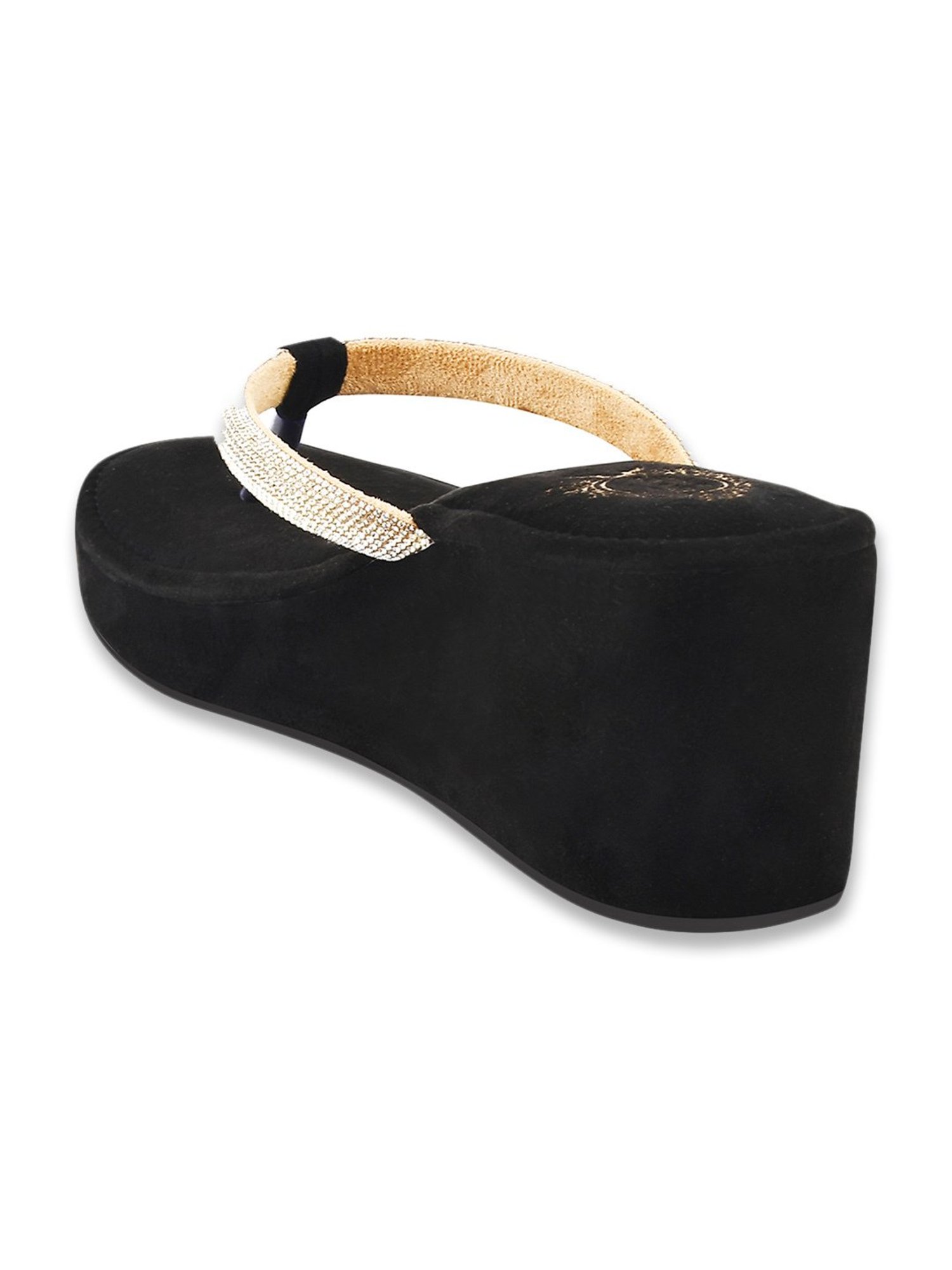 Shoetopia Women's Gold Thong Wedges