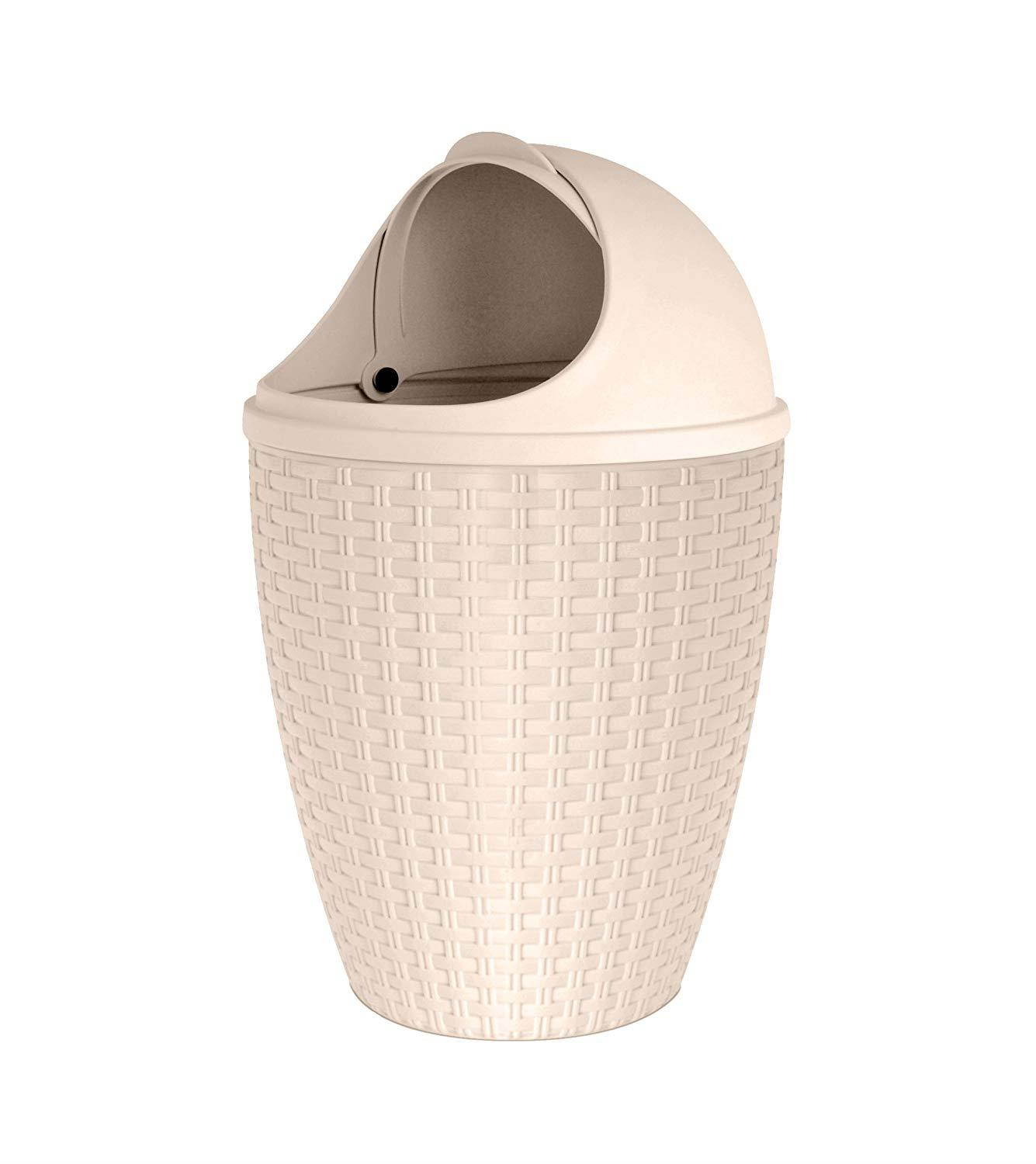 1.88-Gal Round Roll Up Trash Can Color: Beige