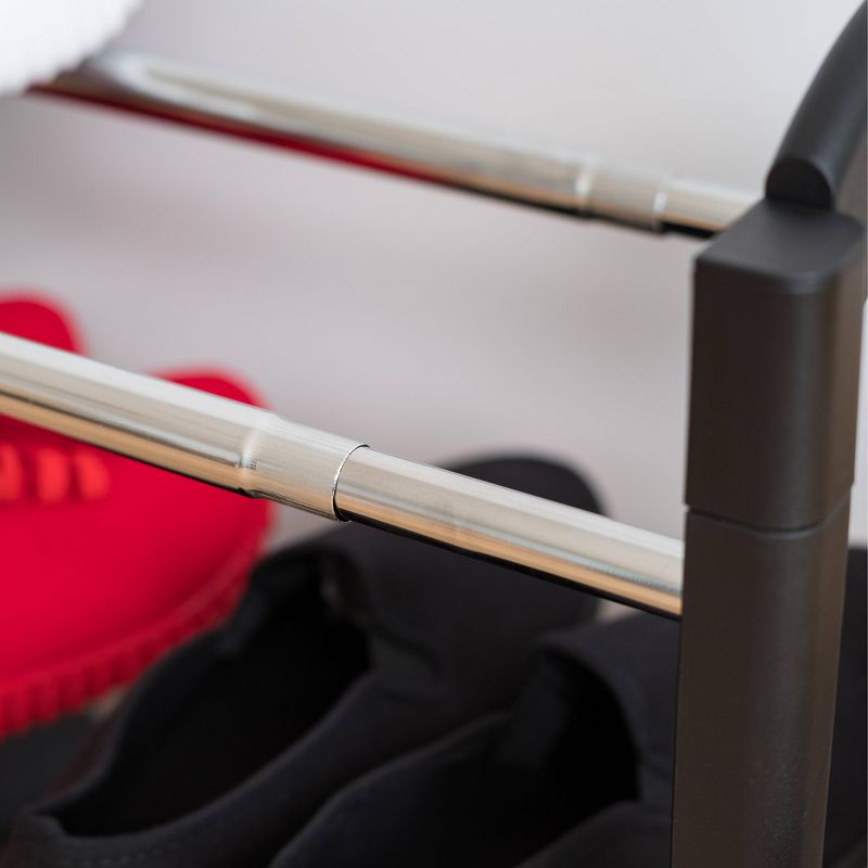 IRIS 2 Tier Slim Stackable Metal Shoe Rack Black