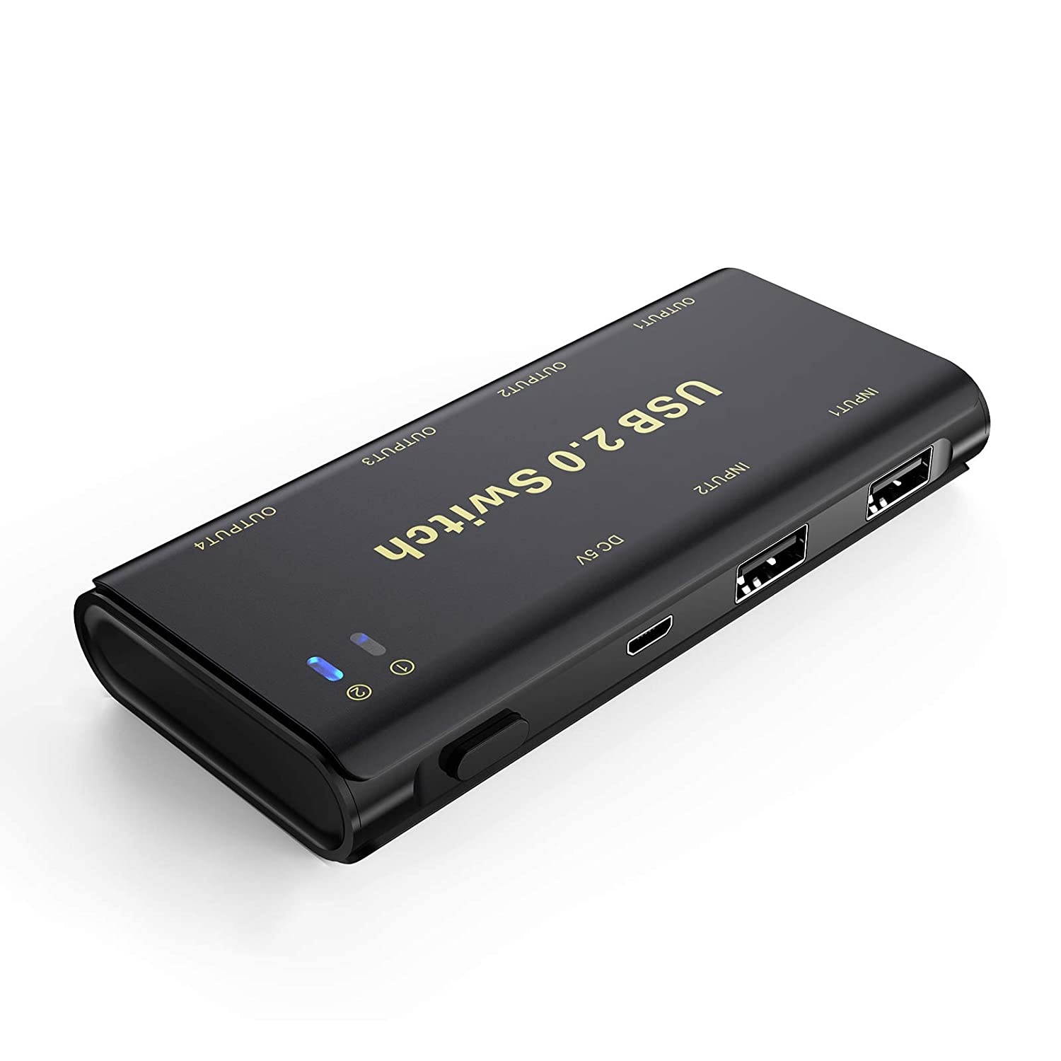 USB Switch SelectorABLEWE KVM Switcher 4-Port USB 2.0 Peripheral Sharing Switch for Mouse Keyboard Scanner Printer with One-Button Switch and 2 Pack USB Cable