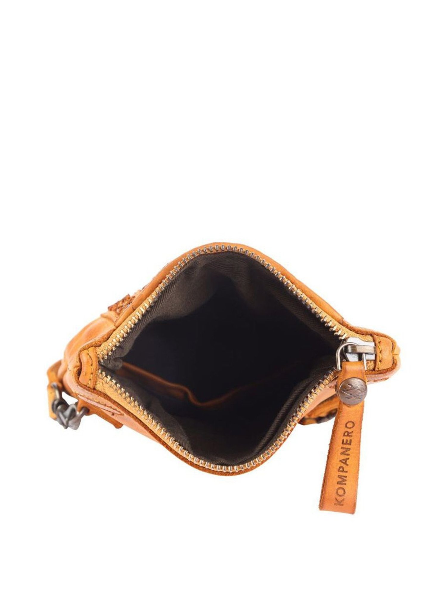 KOMPANERO Sorrento Mustard Leather Textured Sling Handbag