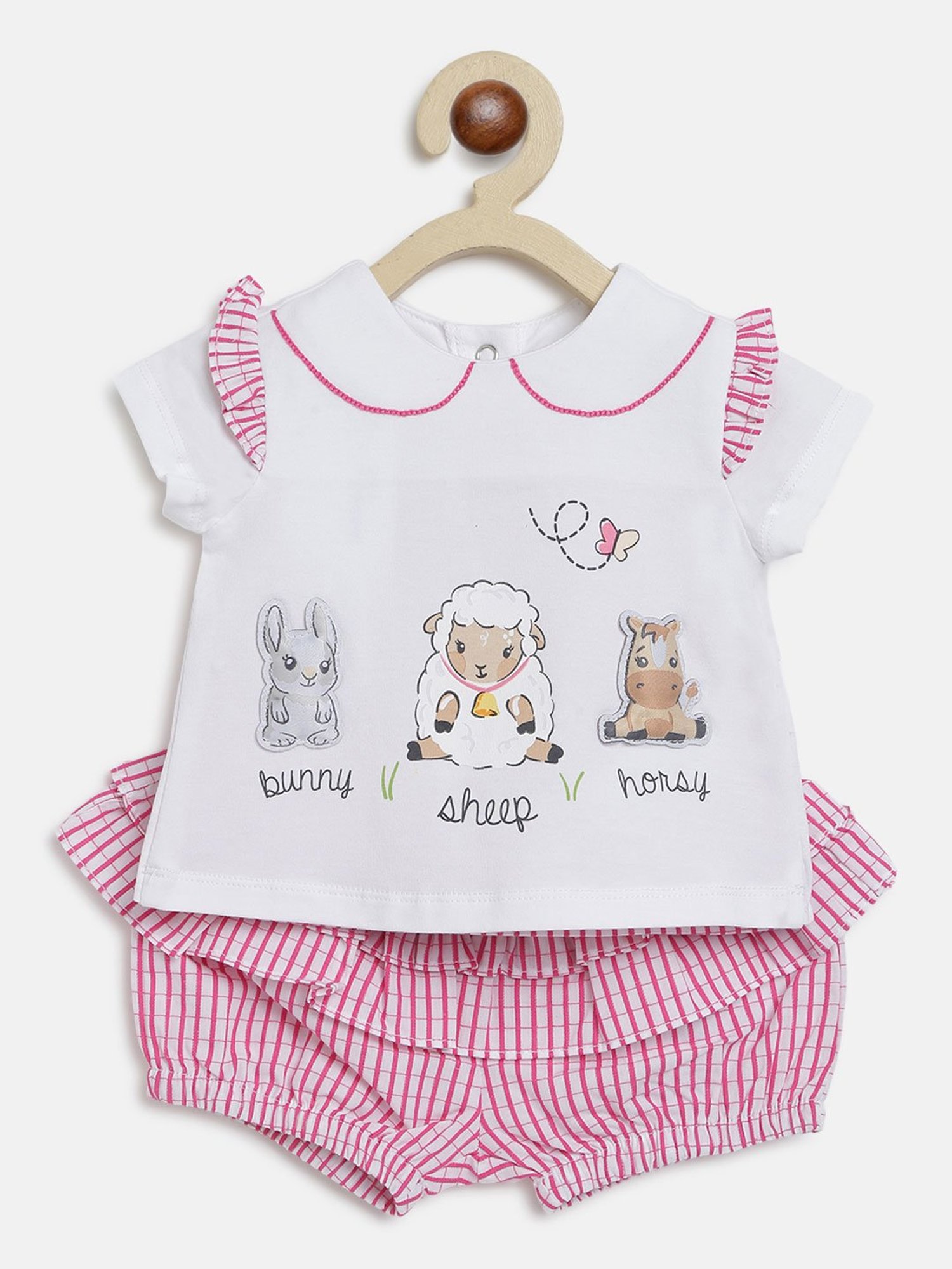 Chicco Kids White & Pink Printed Top with Shorts