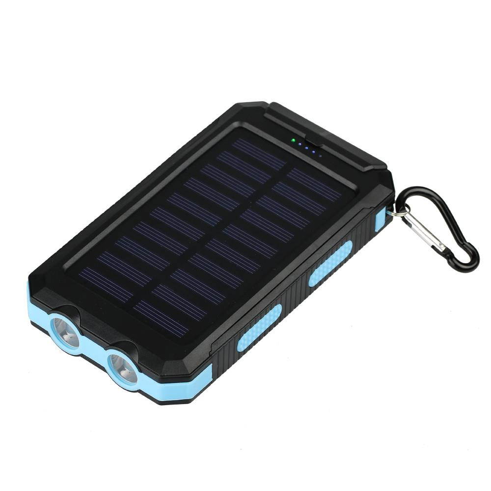iMeshbean 30000mAh Power Bank Solar Charger Waterproof Portable External Battery USB Charger Built in LED light (Blue)