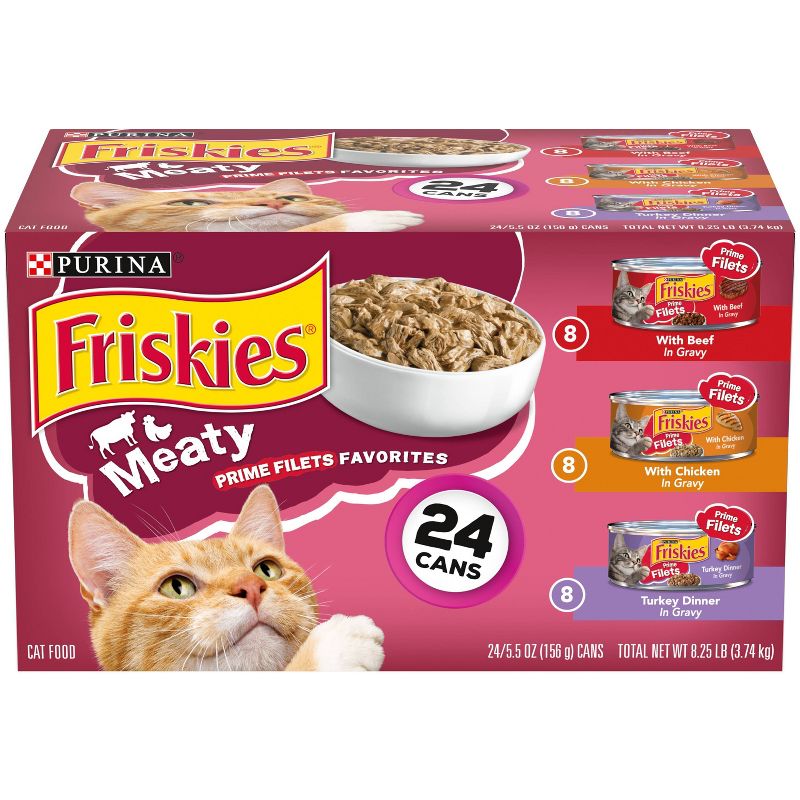 Purina Friskies Meaty Prime Filets Favorites Wet Cat Food - 5.5oz/24ct Variety Pack