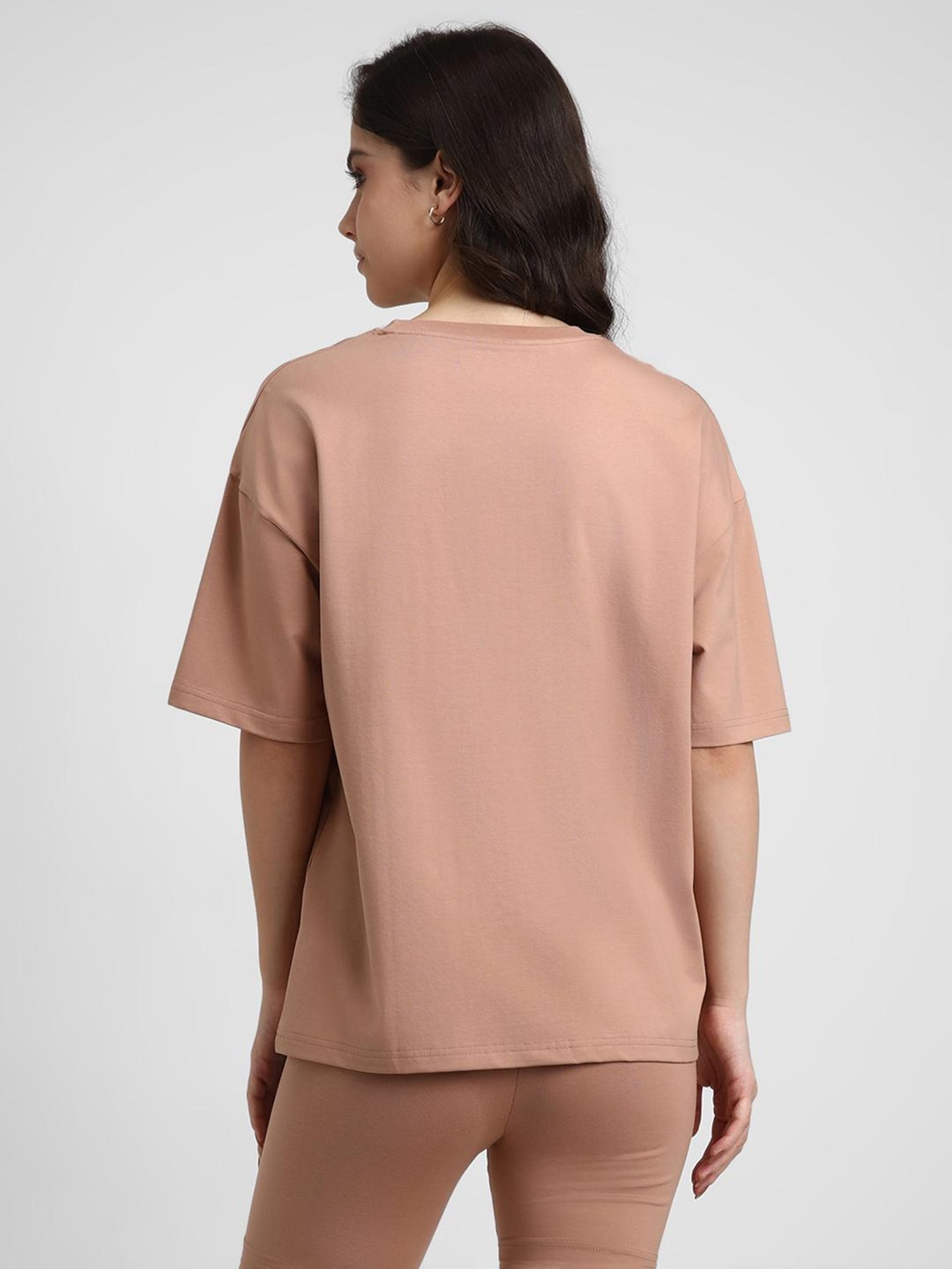 Forever 21 Beige Cotton Regular Fit T-Shirt