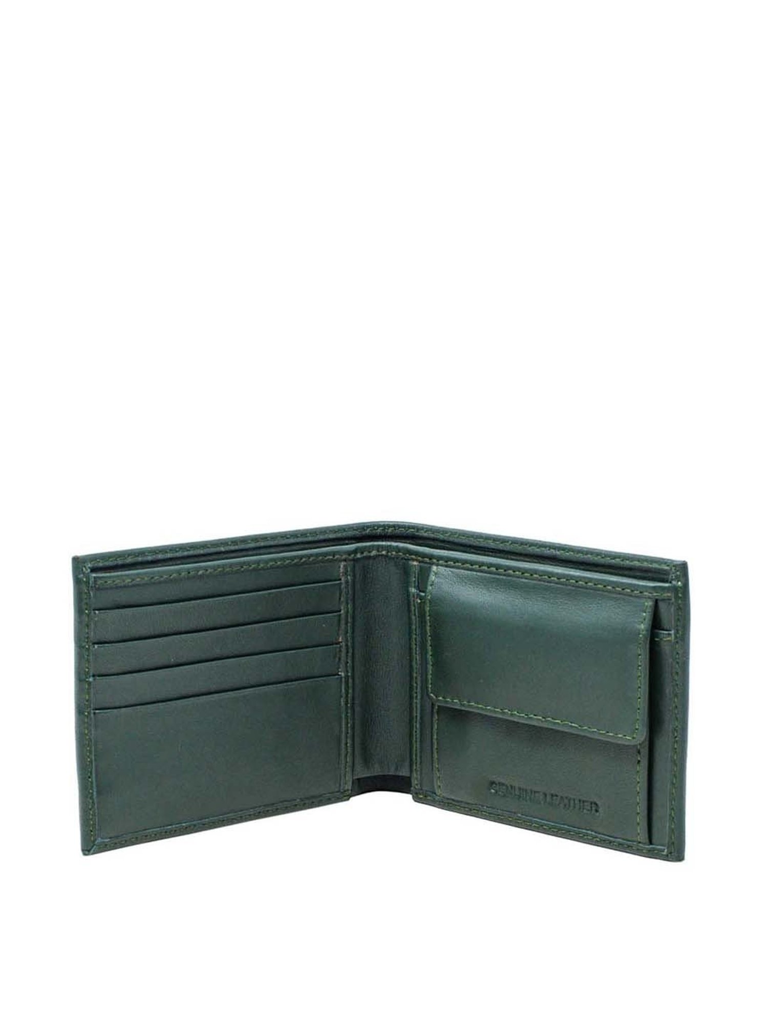 Tohl Green Casual Leather Bi-Fold Wallet for Men