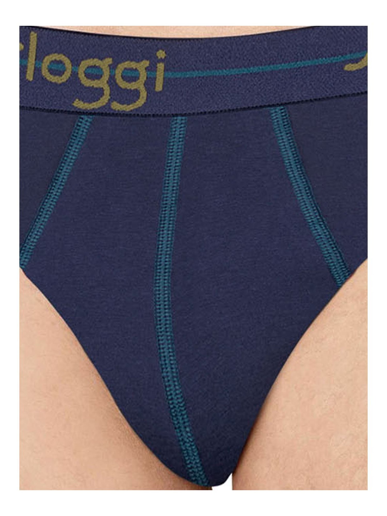 Sloggi Navy & Green Printed Briefs - Pack Of 2