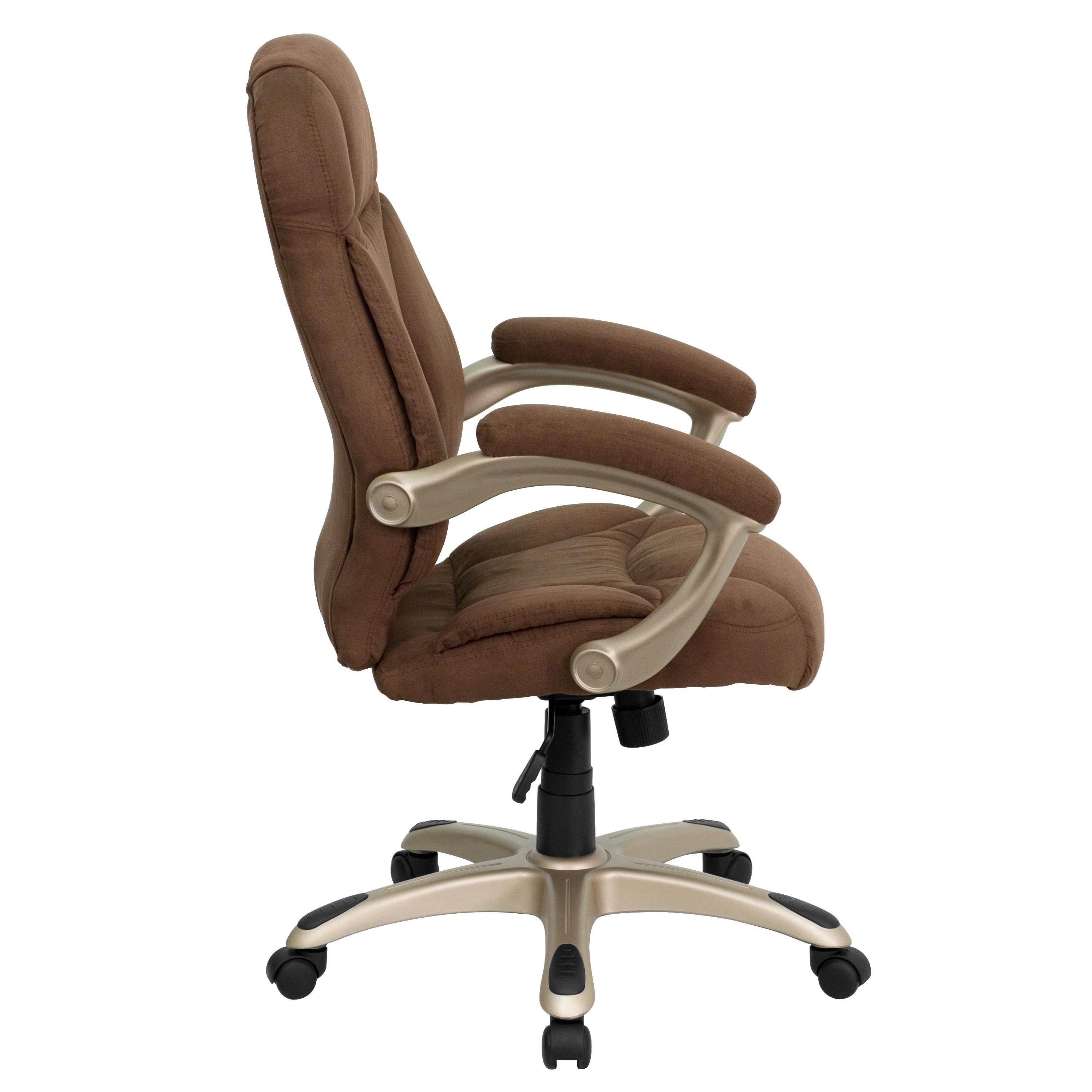High Back Brown Microfiber Contemporary Executive Swivel Ergonomic Office Chair with Arms