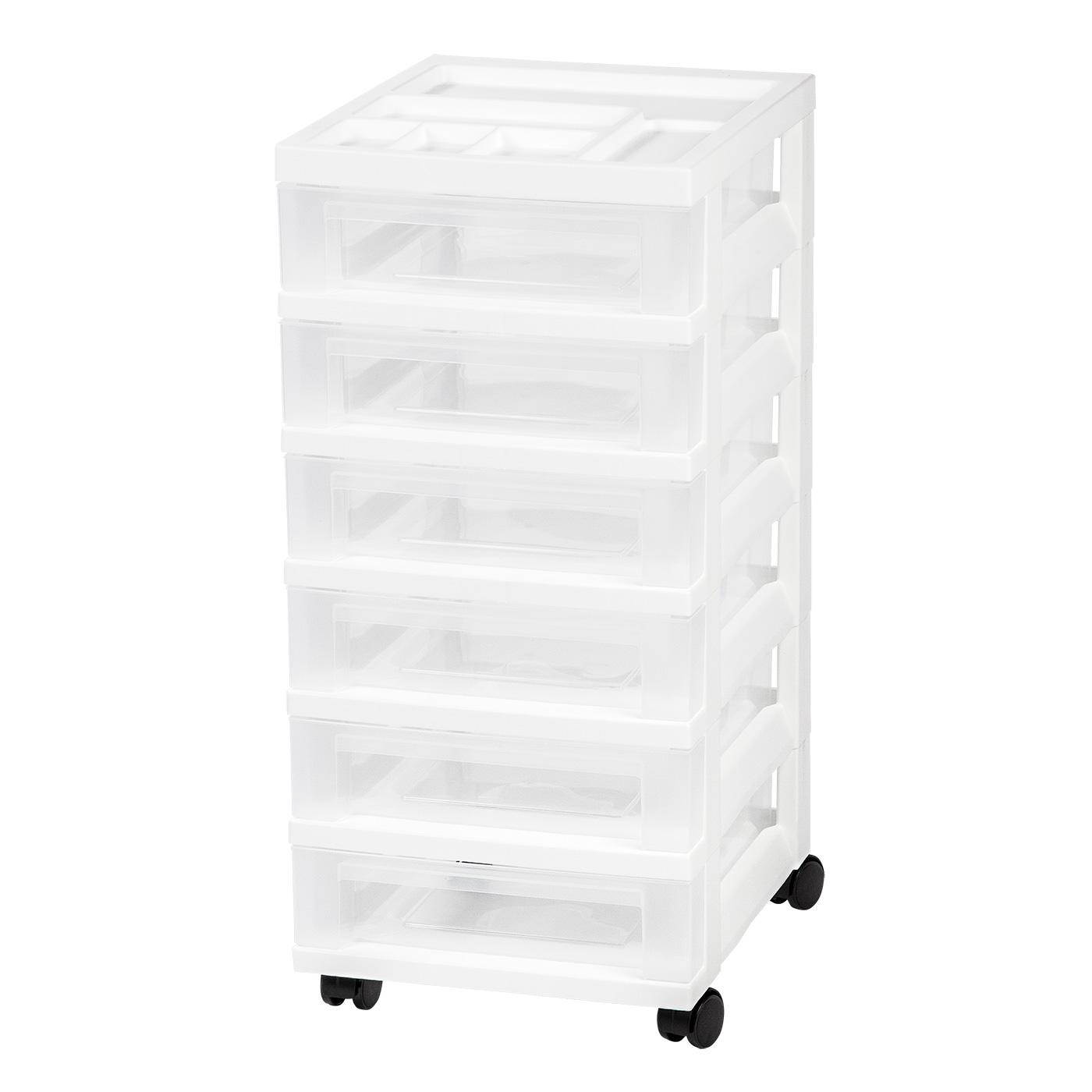 IRIS Medium 6-Drawer Cart with Organizer Top, 1 Pack, White