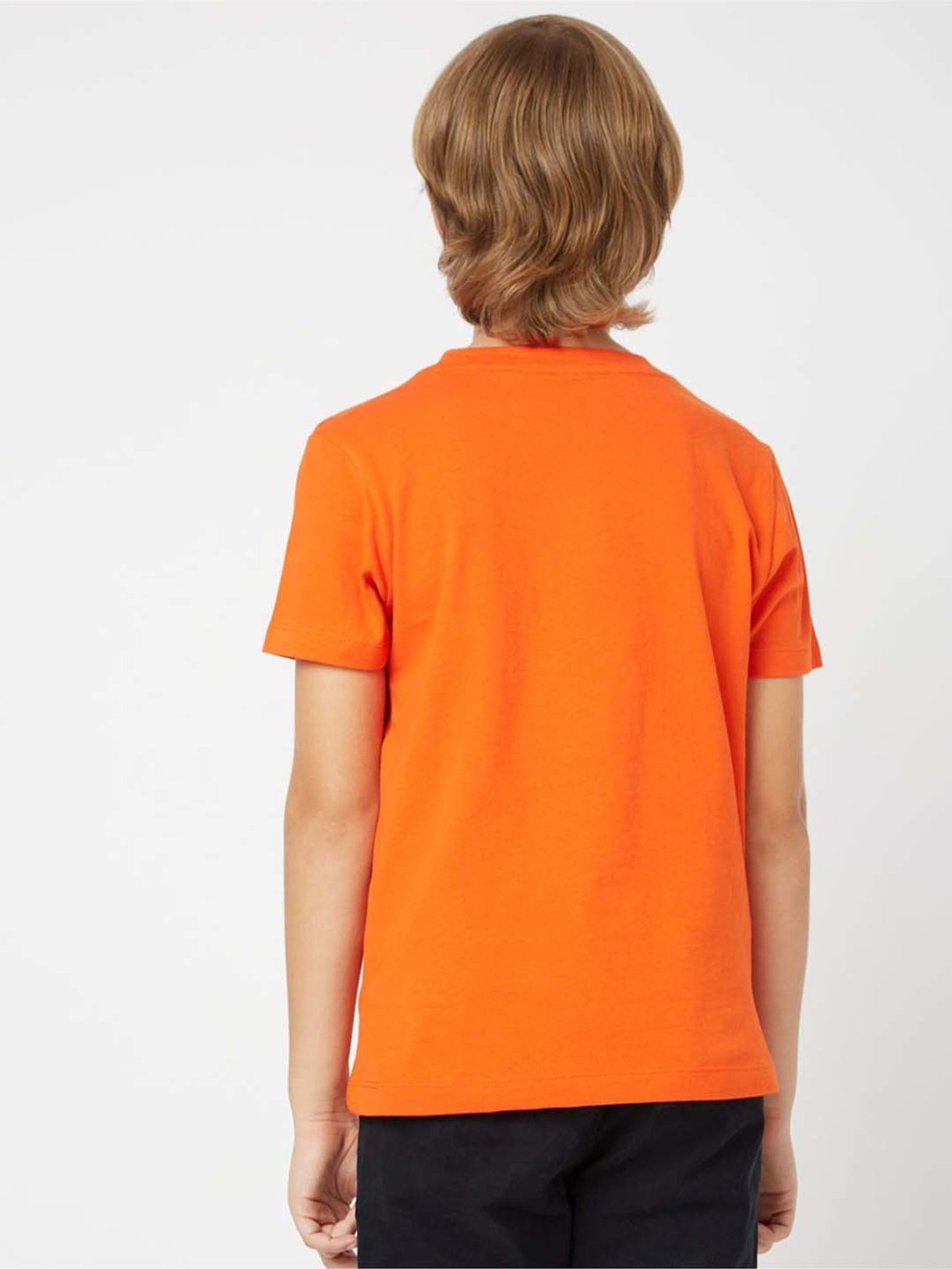 Gas Kids Orange Cotton Printed T-Shirt