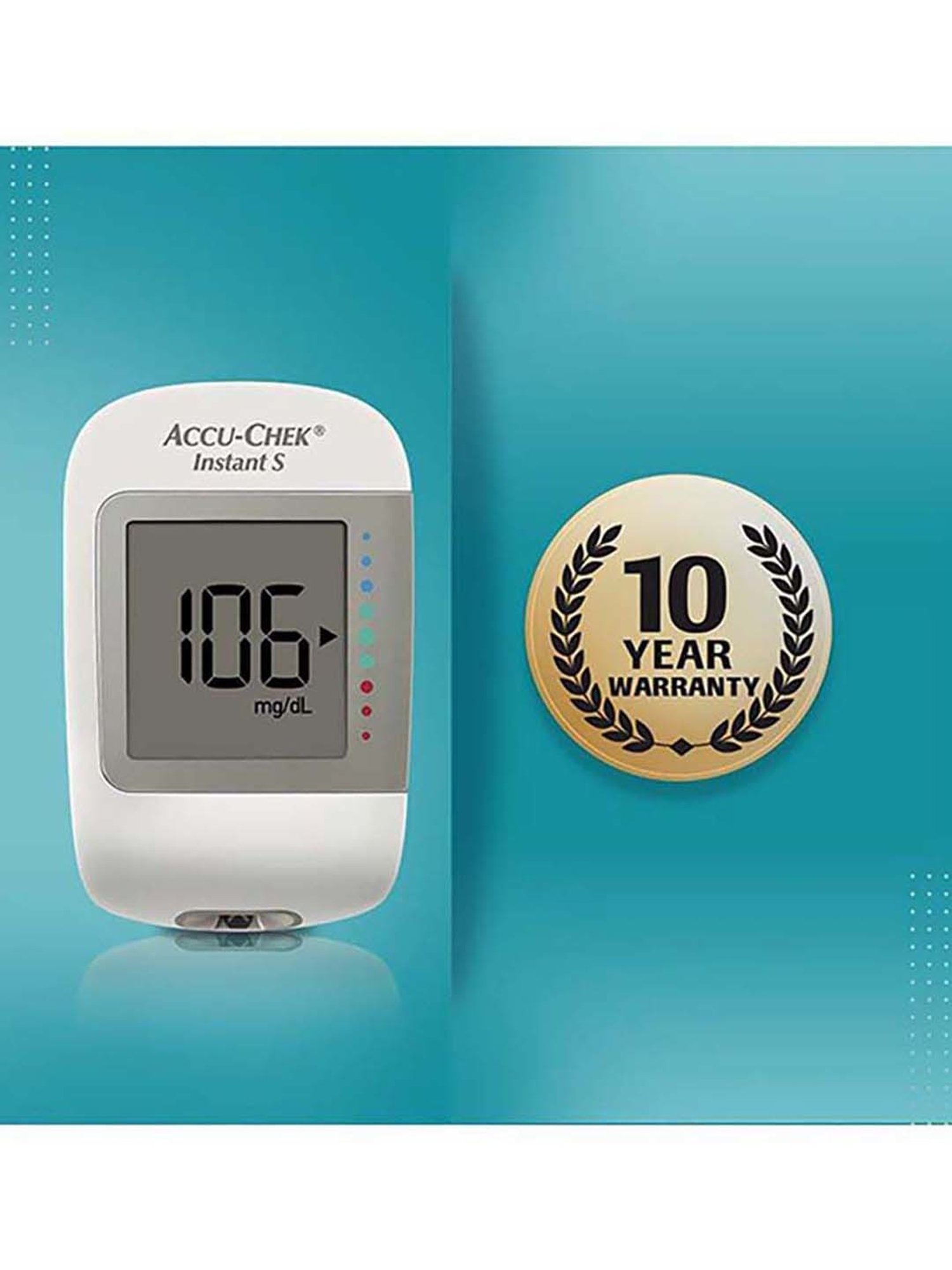 Accu Chek Instant S Blood Glucometer with 10 Test Strip (White)